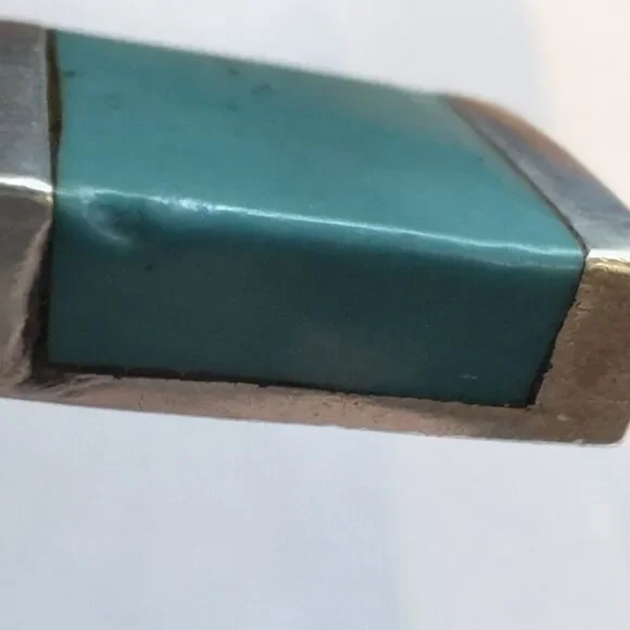 Taxco Sterling Silver Turquoise Bangle Bracelet Size 6.5 Mexico Hook Closure 25g - Picture 9 of 9